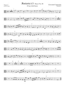 Partition ténor viole de gambe 2, alto clef, Fantasia pour 5 violes de gambe, RC 60