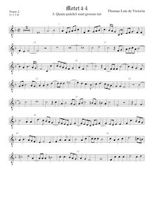 Partition ténor viole de gambe 2, octave aigu clef, Quam pulchri sunt gressus tui