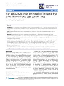 Risk behaviours among HIV positive injecting drug users in Myanmar: a case control study