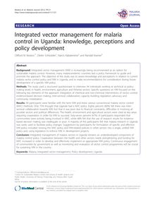 Integrated vector management for malaria control in Uganda: knowledge, perceptions and policy development