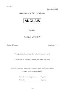Anglais LV1 2000 Littéraire Baccalauréat général