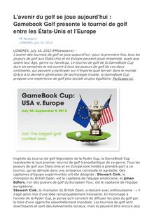 L avenir du golf se joue aujourd hui : Gamebook Golf présente le tournoi de golf entre les États-Unis et l Europe