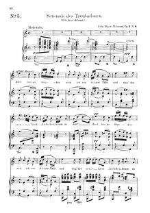 Partition , Serenade des Troubadours (C major), Vier chansons, Meyer-Helmund, Erik