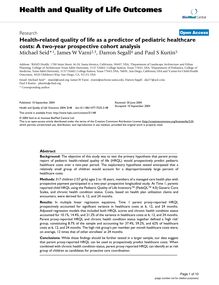 Health-related quality of life as a predictor of pediatric healthcare costs: A two-year prospective cohort analysis