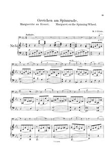 Partition de piano, Marguerite au Rouet, Complete chansons (Romances), Glinka, Mikhail par Mikhail Glinka