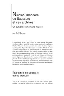 Nicolas-Théodore de Saussure et ses archives : un survol ...