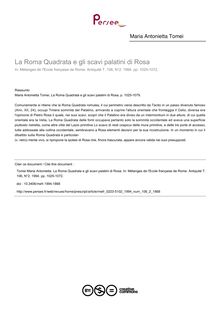 La Roma Quadrata e gli scavi palatini di Rosa - article ; n°2 ; vol.106, pg 1025-1072