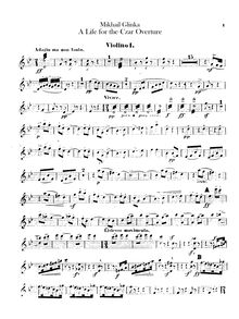 Partition violons I, A Life pour pour Tsar, Ivan Susanin, Glinka, Mikhail