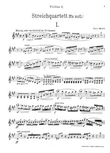 Partition violon 1, corde quatuor No.1, F♯ minor, Mottl, Felix