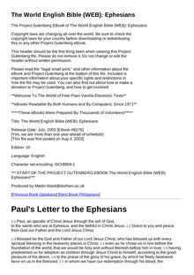 The World English Bible (WEB): Ephesians