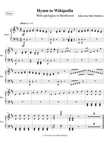 Partition Piano, Hymn to Wikipedia, D major, Matthews, John-Luke Mark