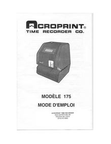 Notice Enregistrement de l heure Acroprint  Model 175