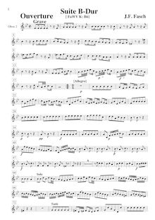 Partition hautbois 2, Ouverture-, FaWV K:B6, B flat, Fasch, Johann Friedrich
