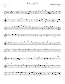 Partition ténor viole de gambe 1, octave aigu clef, Fantasia pour 5 violes de gambe