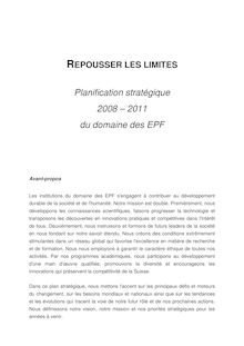 Planification stratégique 2008  2011 du domaine des EPF
