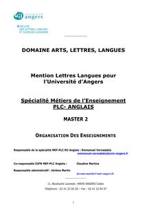 DOMAINE ARTS, LETTRES, LANGUES Mention Lettres Langues pour l ...