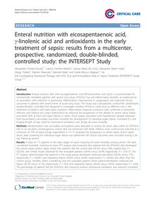 Enteral nutrition with eicosapentaenoic acid, γ-linolenic acid and antioxidants in the early treatment of sepsis: results from a multicenter, prospective, randomized, double-blinded, controlled study: the INTERSEPT Study