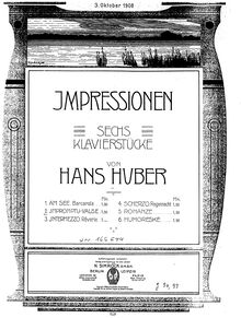 Partition , Valse-Impromptu, Impressionen, 6 Klavierstücke, Huber, Hans