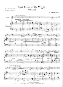 Partition de piano et partition de violon, La vierge, Légende sacrée en quatre scènes