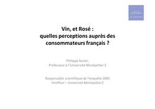 Vin, et Rosé : quelles perceptions auprès des consommateurs français?