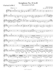 Partition clarinette 2, Symphony No.31, D major, Rondeau, Michel