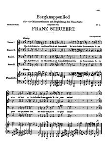 Partition complète, Bergknappenlied, Miners  Song, Schubert, Franz
