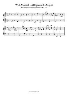 Partition complète, Allegro, C major, Mozart, Wolfgang Amadeus