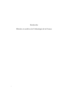 Recherche Histoire et archives de l ethnologie de la France