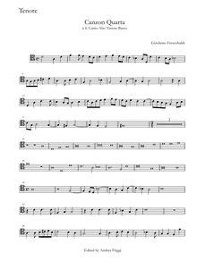 Partition ténor (ténor clef), Canzon Quarta à , Canto Alto ténor Basso
