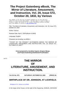 The Mirror of Literature, Amusement, and Instruction - Volume 20, No. 572, October 20, 1832