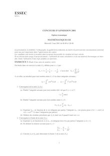ESSEC 2001 mathematiques iii classe prepa hec (ece)