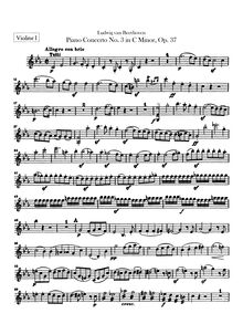 Partition violons I, Piano Concerto No.3, C Minor, Beethoven, Ludwig van
