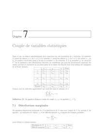 Sommaire Definitions Calcul des lois marginales Theoreme de transfert pour un vecteur aleatoire discret Esperance et covariance