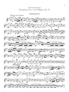 Partition clarinettes 1, 2 (en B♭, A), Symphony No.5, Symfonie č.5