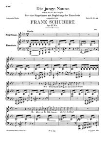 Partition complète, Die junge Nonne, D.828 (Op.43 No.1), The Young Nun par Franz Schubert