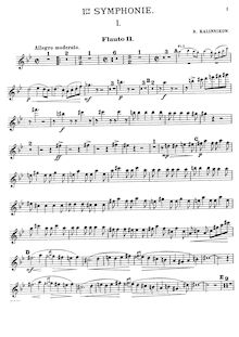 Partition flûte 2, Symphony No.1 en G minor, 1re Symphonie, Kalinnikov, Vasily
