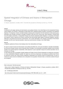 Spatial Integration of Chinese and Asians in Metropolitan Chicago - article ; n°1 ; vol.21, pg 153-165