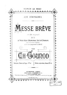 Partition , Kyrie, Messe Brève 5 (aux séminaires), C Major, Gounod, Charles