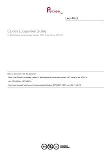 Études Lucquoises (suite) - article ; n°1 ; vol.88, pg 275-314