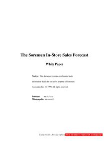 Sales Forecasting - The Sorensen In-Store Sales Forecast
