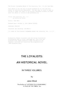 The Loyalists, Vol. 1-3 - An Historical Novel