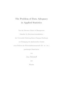 The problem of data adequacy in applied statistics [Elektronische Ressource] / von Jens Mehrhoff