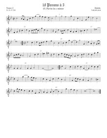 Partition ténor viole de gambe 2, octave aigu clef, pavanes pour 5 violes de gambe par Anonymous