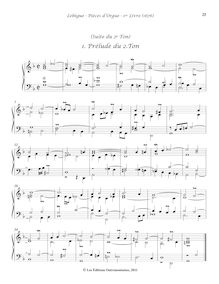 Partition , Prélude du 2.Ton, Livre d orgue No.1, Premier Livre d Orgue