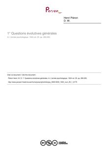 Questions évolutives générales - compte-rendu ; n°1 ; vol.25, pg 280-283