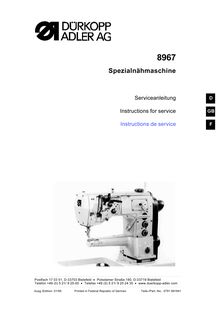 Instructions de service - Machine à coudre Duerkopp Adler  8967