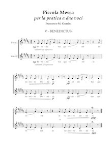 Partition Benedictus, Piccola Messa per la pratica a due voci, Opera didattica per alunni de la scuola elementare e media.