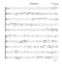 Partition Fantasia VdGS No.20 - partition complète (Tr T T B B), fantaisies pour 5 violes de gambe