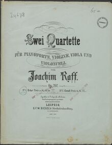 Partition complète et parties, 2 Piano quatuors, Op.202 par Joachim Raff