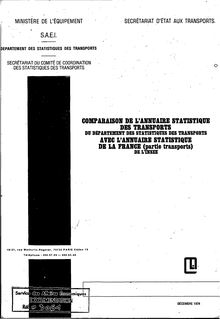 Comparaison de l annuaire statistique des transports du département statistique des transports avec l annuaire statistique de la France de l INSEE (partie Transport).